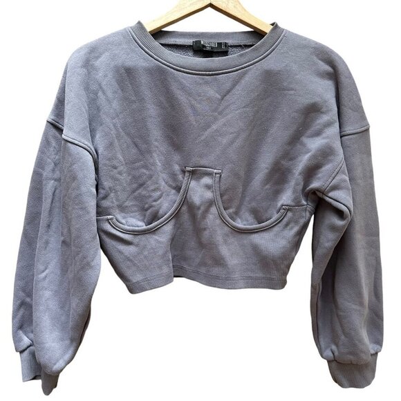 Lot of‎ 2 Missguided & DSG Cropped Long Sleeve Shirt/Sweatshirts Beige & Gray SM - Picture 5 of 13
